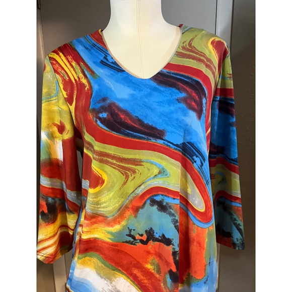 nwt polyester womens dress blouse ny modes crystal 3/4 sleeve neck choose sizes - Picture 3 of 14